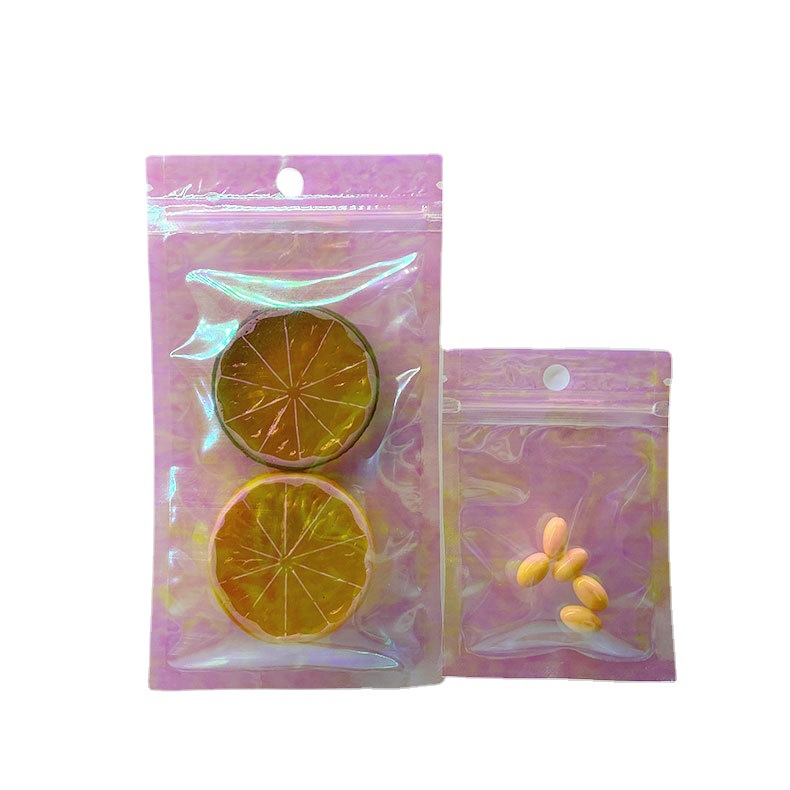 Picture of Rainbow laser transparent self-sealing bag Jewelry earrings packaging Bag Magic color sealing mouth bone bag color-changing plastic bag