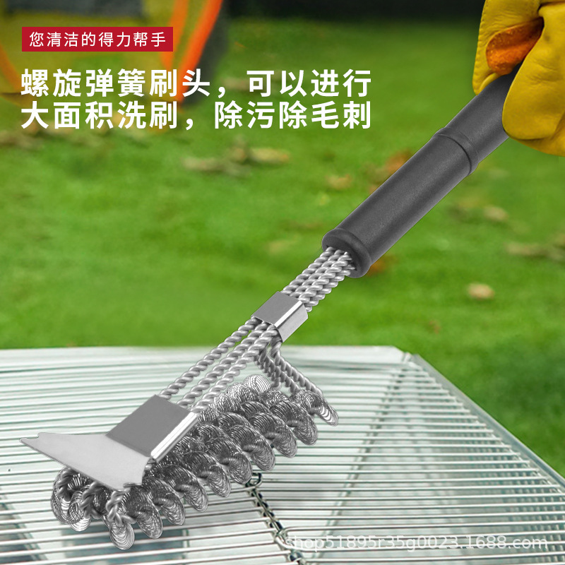 Picture of Factory wholesale barbecue wire brush copper wire brush barbecue net cleaning brush long handle curling brush spring steel wire brush