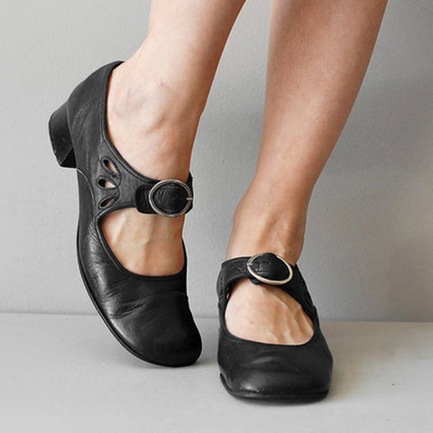 Picture of Foreign Trade Cross-Border New Spring New Product European and American Style Low Heel 40-43 Buckle Strap Shallow Mouth Flats Single Shoes