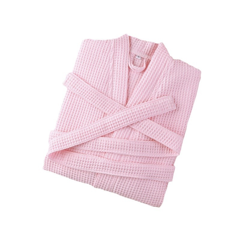 Picture of Spring and summer children's swimming bathrobe waffle big children's bathrobe bath absorbent quick-drying nightgown polyester cotton bath towel kimono collar