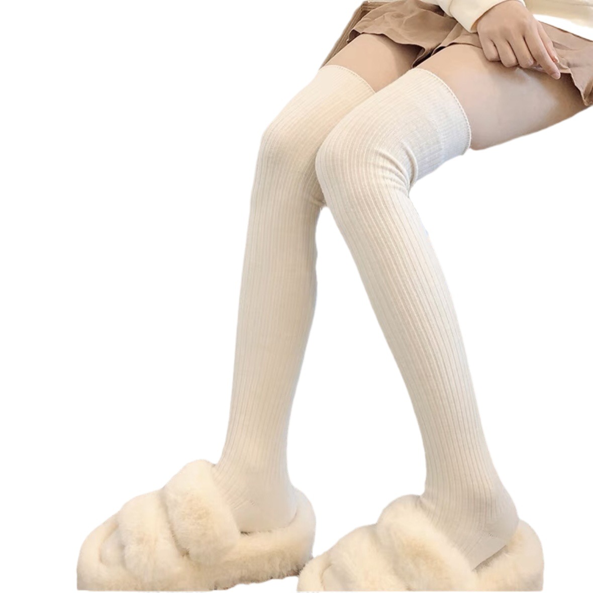 Women's socks autumn and winter solid color over-the-knee socks stockings thigh socks leg cover Japanese cute all-match Millennium hot girl style