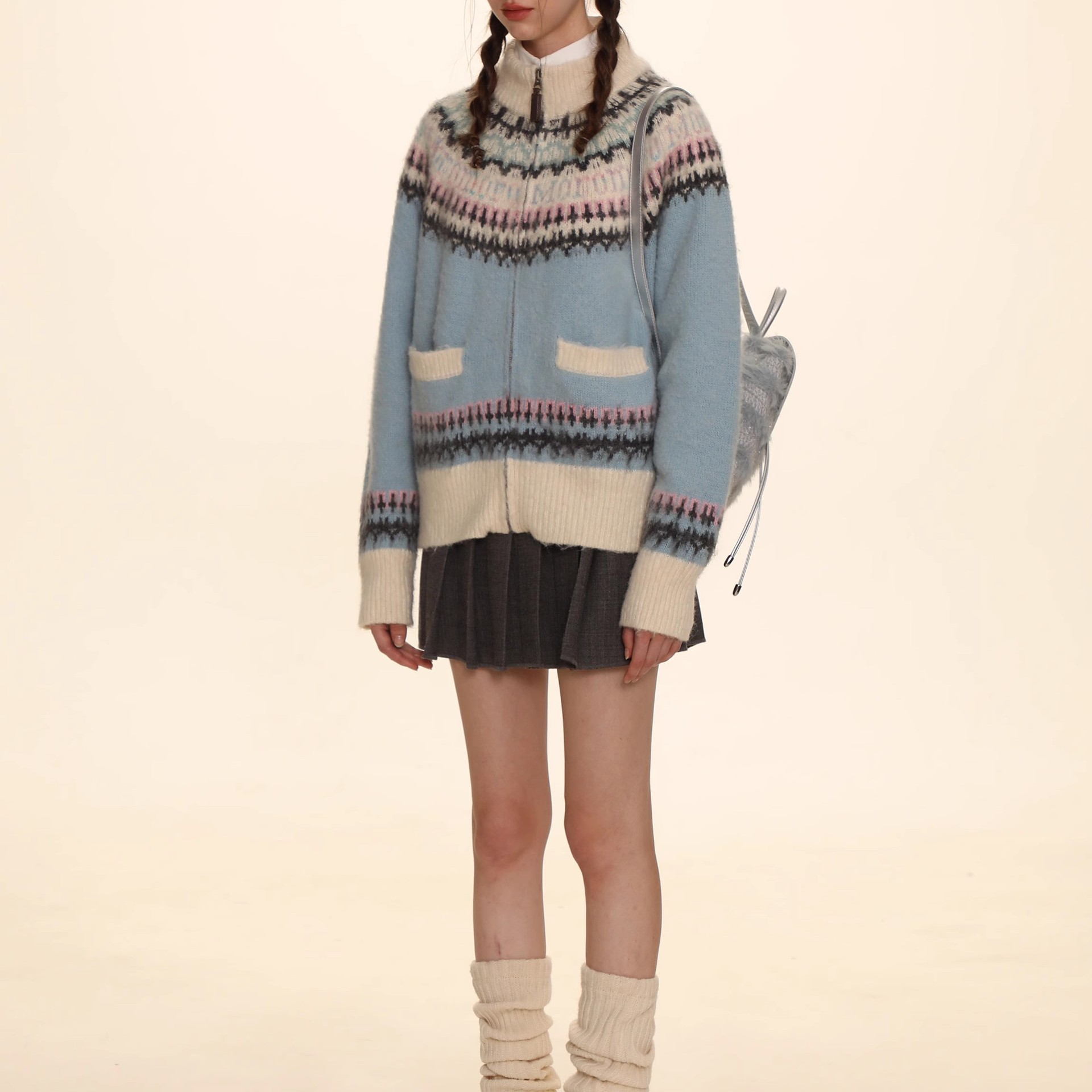 Picture of Moromoro winter New soft glutinous atmosphere sweater coat women's fairisland round neck zipper knitted cardigan
