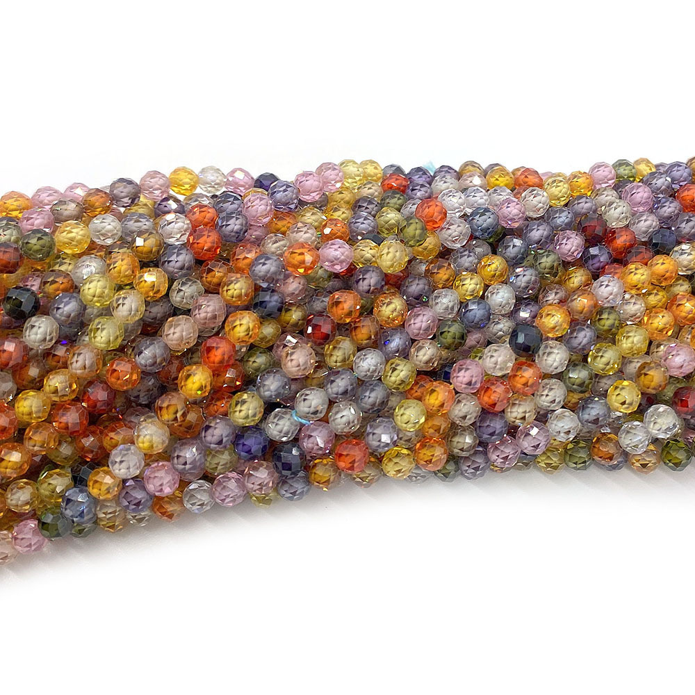 Picture of Amazon specializes in natural stone zircon loose beads cut surface mixed with straight holes round beads DIY necklace bracelet jewelry accessories