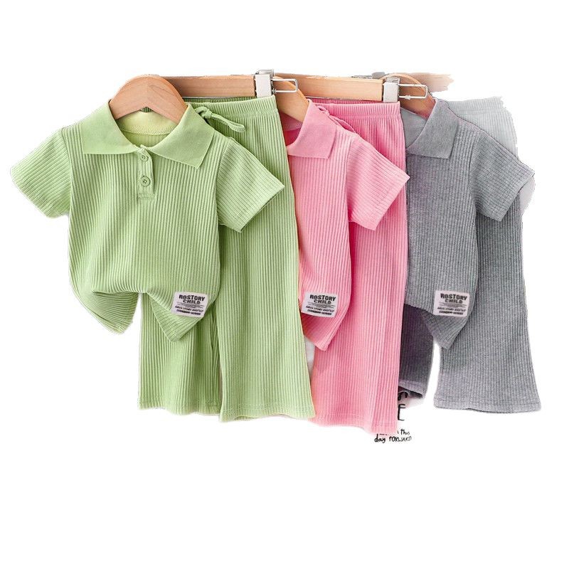 Picture of Girls' Fashionable suit Summer 2025 New Women's Baby Online Popular Pit Short-sleeved Pants Children's Sports Two-piece Set