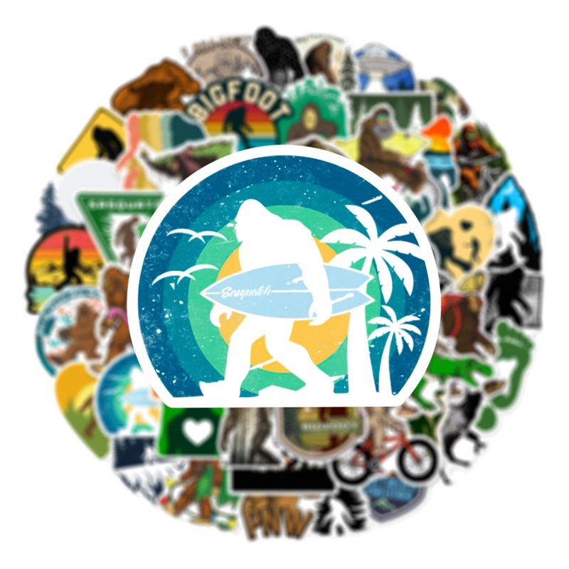 50 outdoor Bigfoot Savage graffiti stickers water Cup skateboard motorcycle helmet backpack decorative waterproof stickers