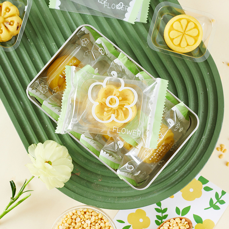 Mung bean cake packaging bag sorbet holder transparent machine-sealed bag purple sweet potato yam puree packaging box individual baking packaging