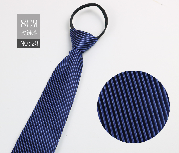 Picture of Factory Black Men's Tie Striped Blue Business Tie Lazy People Knot Free Zipper Tie in stock Wholesale