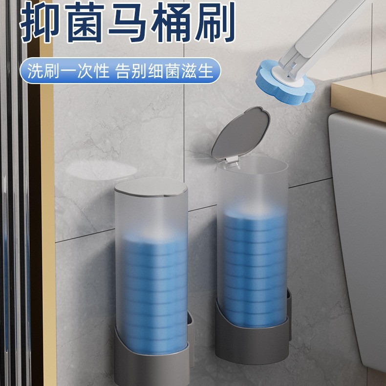 Picture of Disposable Toilet Brush Set No Dead Angle Aseptic Cleaning Brush Head Household Long Handle Toilet Brush Wholesale
