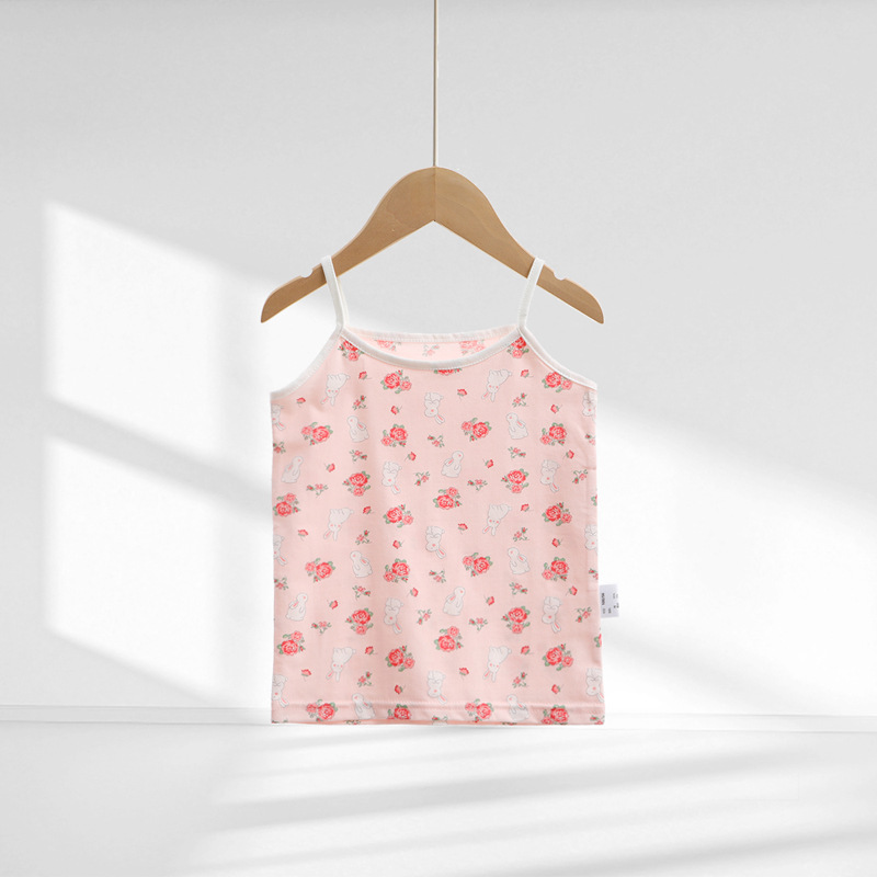 Picture of Y Autumn/Winter New Pure Cotton Girls' Camisole Cartoon Undershirt for Baby Girls, Mid-To-Large Children's Belly-Protecting Underwear Homewear
