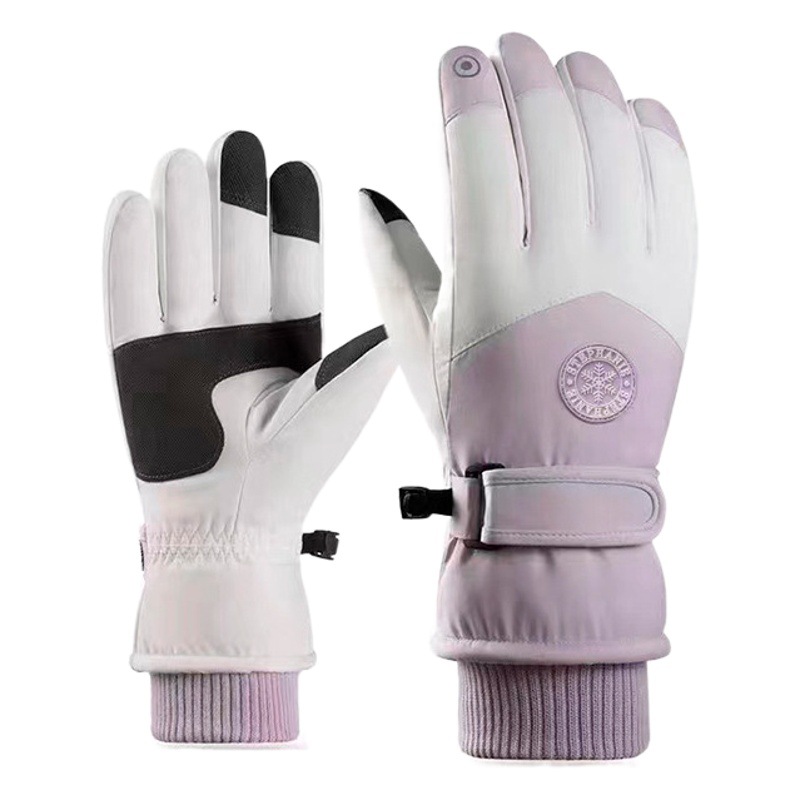 Autumn and winter warm fashion adult electric car outdoor riding fleece-lined thickened non-slip waterproof touch screen ski gloves
