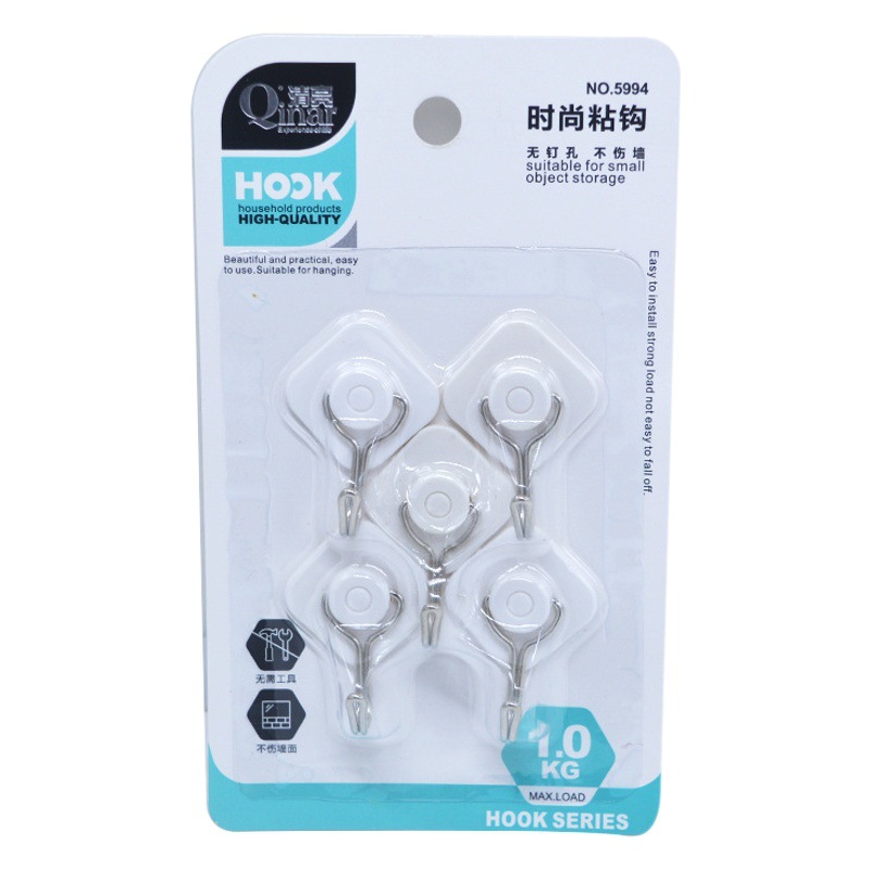 Picture of Sticky Hook Seamless Hook Strong Hook Bathroom Kitchen Tile Glass Nail-free Punch-free Adhesive Hanging Wall