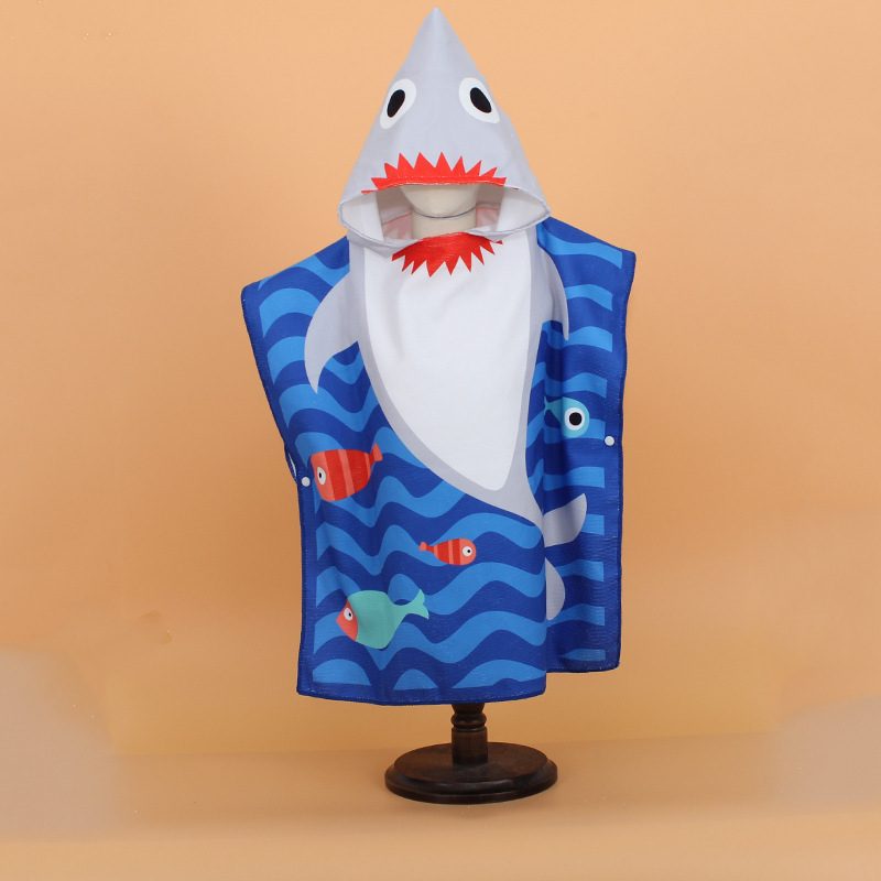 Picture of Children's Cape Bath Towel Microfiber Warp Knitted Cute Cartoon Printed Towel Can Be Worn in the Shower Hooded Absorbent Bathrobe