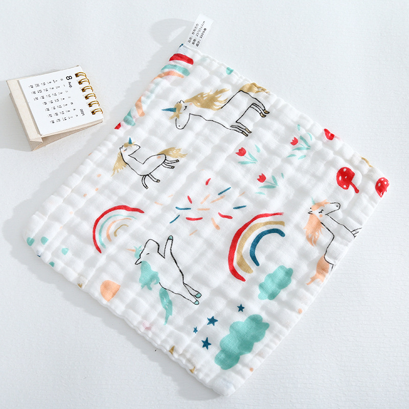 Picture of Cotton small square six-layer high density gauze towel newborn baby saliva towel baby wash face towel wholesale