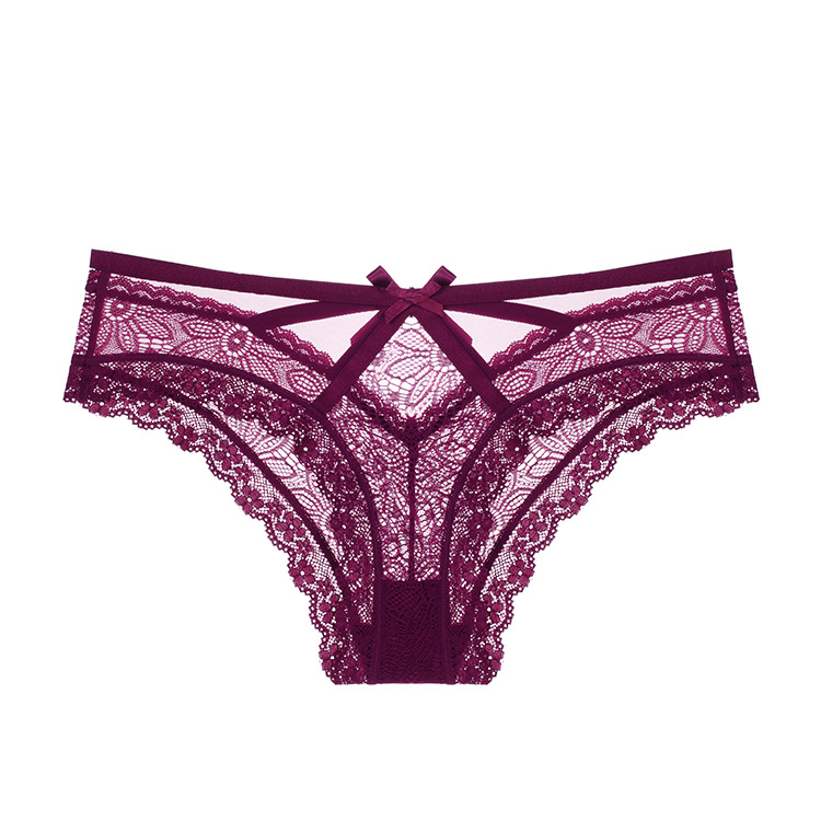 Picture of French Style Sexy Bow Romantic Lace Ultra-thin Breathable Comfortable Women's Low Waist Briefs
