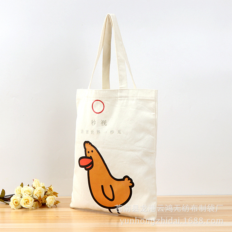 Handheld Cotton Bag Custom logo Handheld Shopping Canvas Bag Cartoon White Handheld Canvas Bag Custom