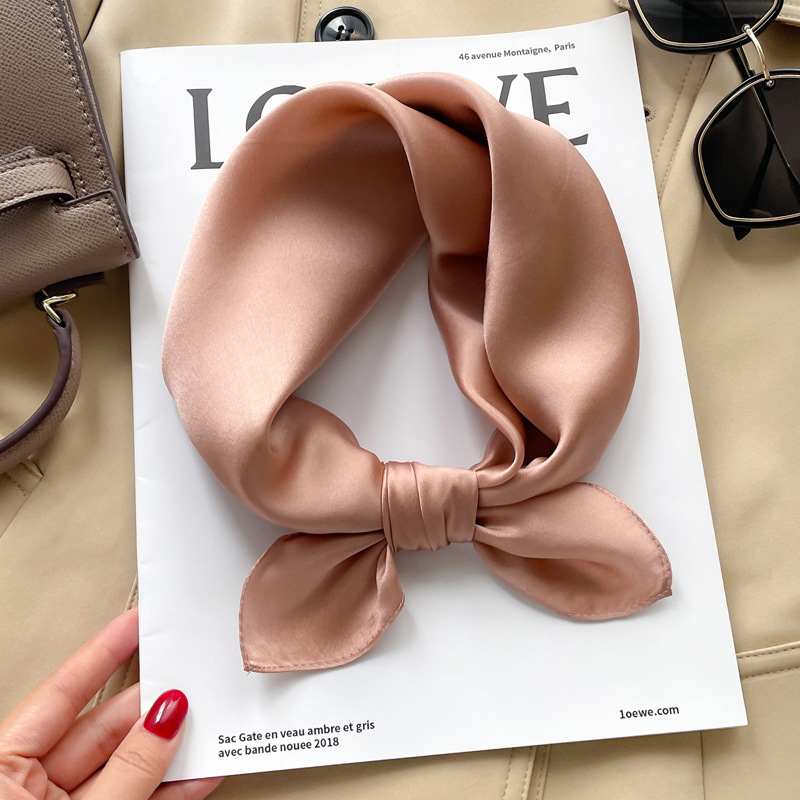 Picture of [Solid color] silk Mulberry silk small square scarf women's versatile spring and autumn scarf with suit wholesale