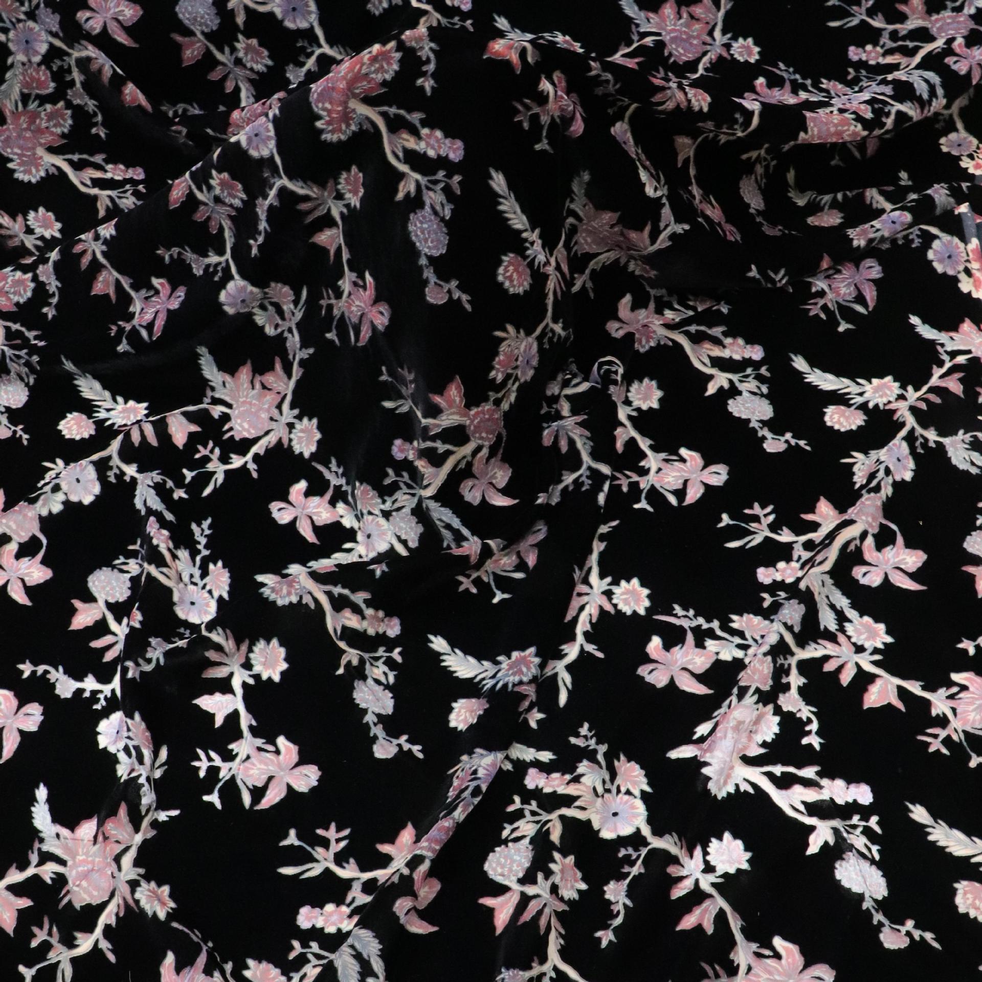 Factory Wholesale Woven Velvet Brocade Viscose Printed Burnt Flower Velvet Fabric Nightgown Dress Cheongsam