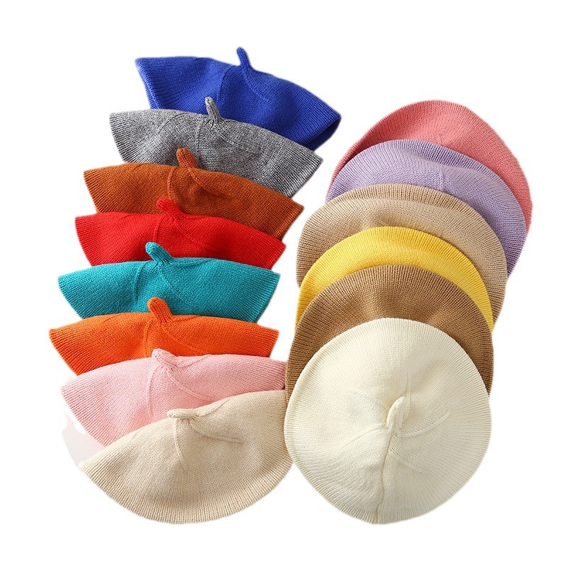 Picture of Baby hat autumn and winter baby girls' cute flower beret children's wool hat girls' knitted painter hat fashion