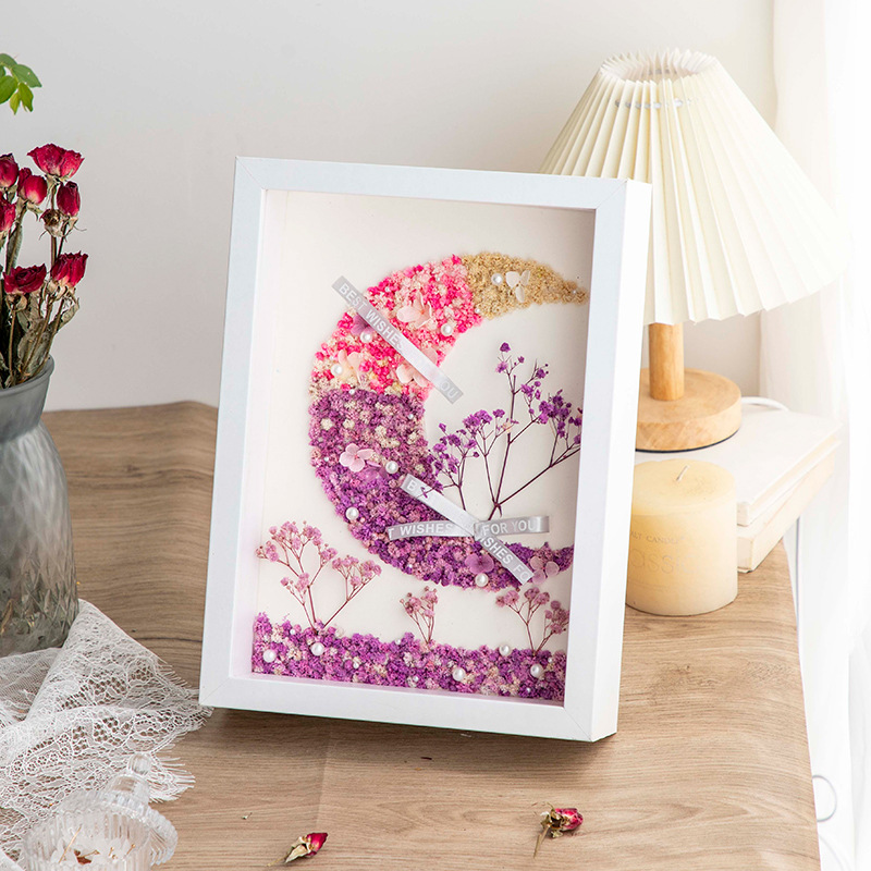 Picture of Factory wholesale dried flower photo frame stereo diy handmade paper towel rose hollow 3CM6CM specimen frame table
