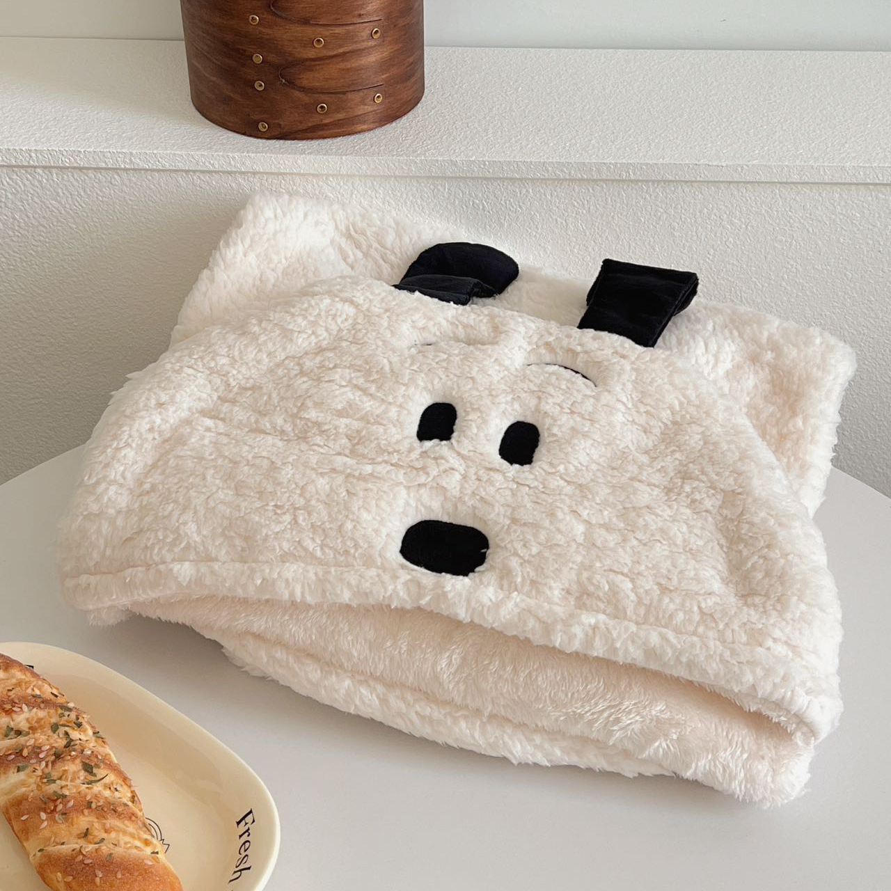 Picture of Ins Cartoon Bear Shawl Cape Winter Out Warm Thickened Cloak Student Office Lunch Break Blanket Women