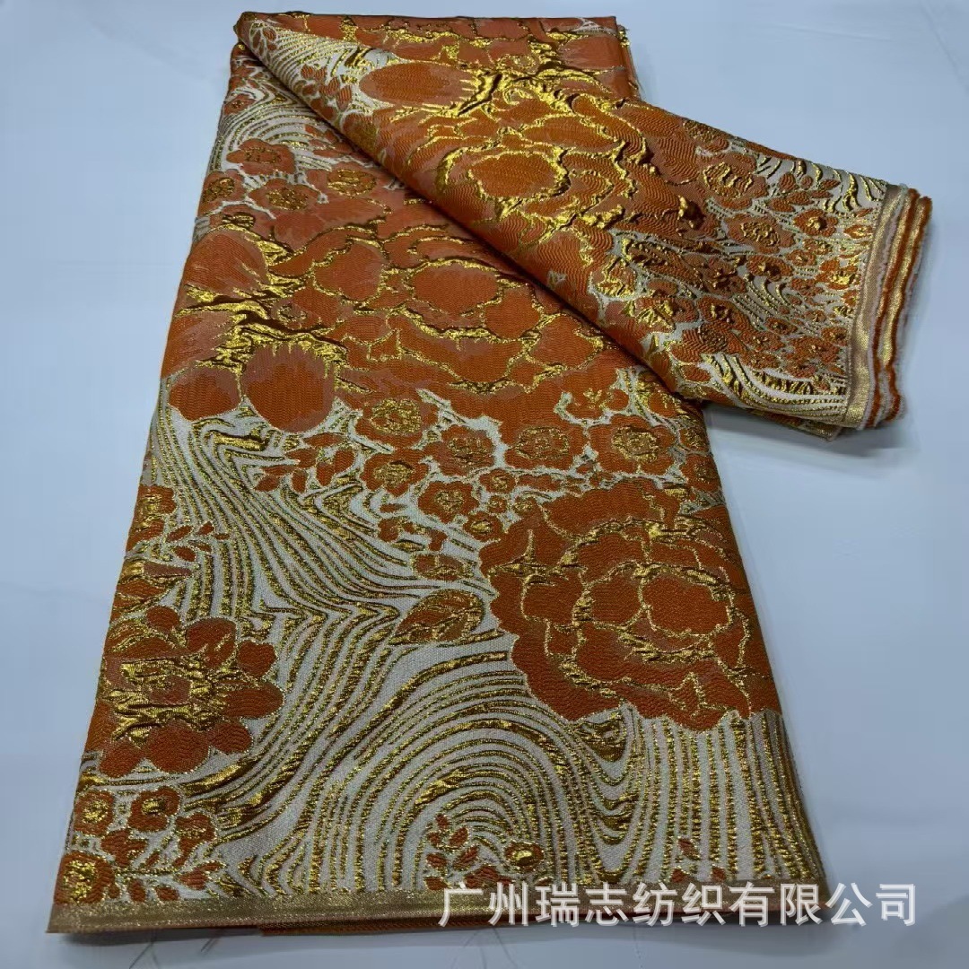 Picture of Chinese Style Embossed Flower Pattern Jacquard Fabric European and American Catwalk Fashion Cheongsam Evening Dress Lace Cloth Brocade