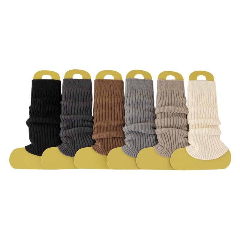 Yuanrunjia Stuffed Thick Needle Sheath Pile Socks Knitted Leg Covers Women's Korean Style Solid Color Warm and Easiest for Match Wool Calf Socks