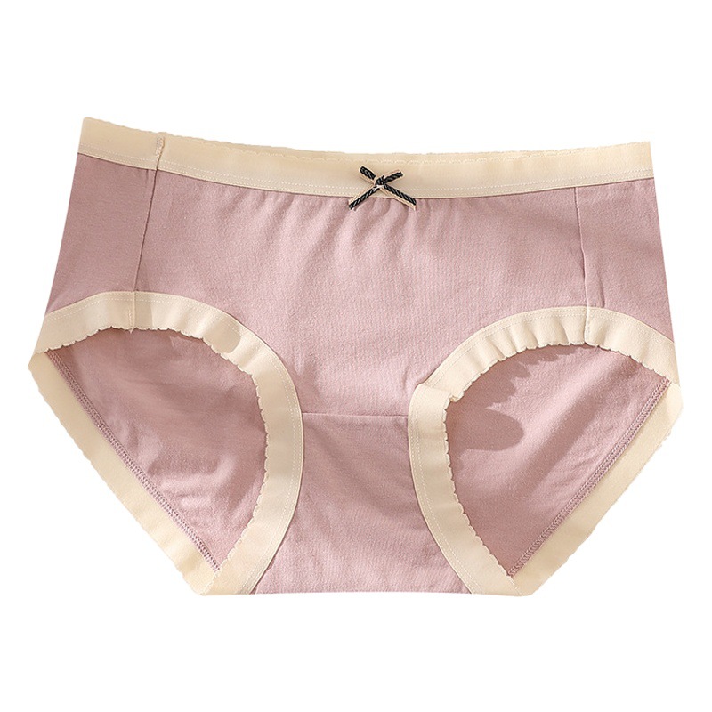 Women's underwear cotton underwear original solid color girl's underwear mid-waist cotton crotch breathable comfortable briefs