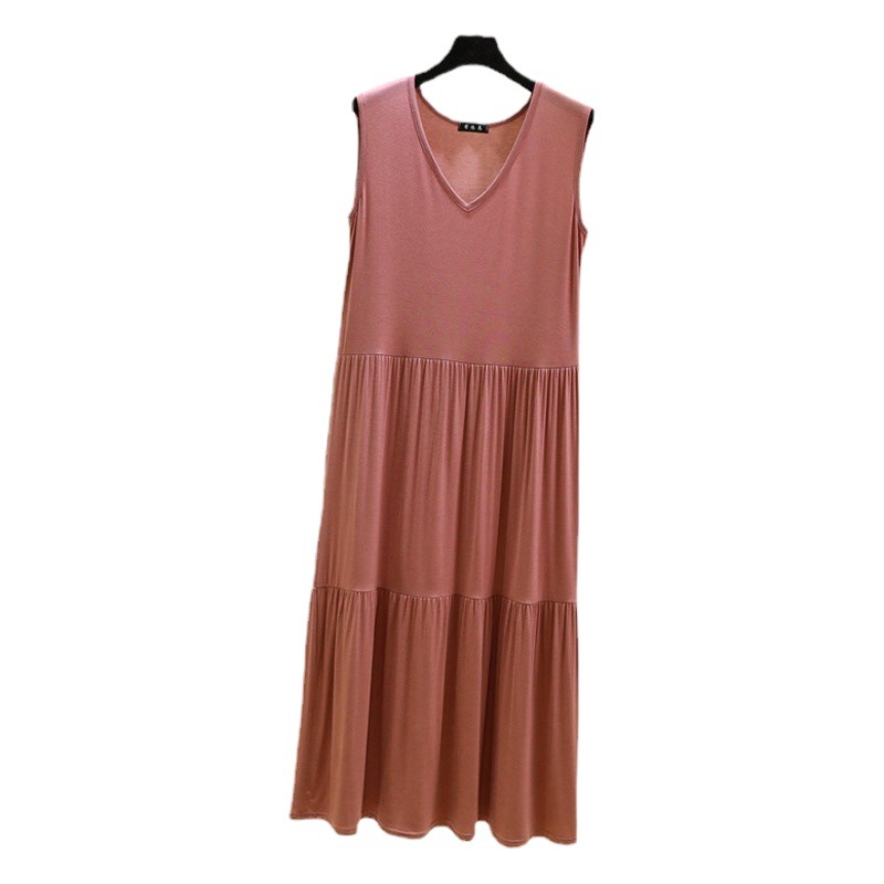 Modal Nightdress Women's Summer Large Size Loose Slimming Home Long Dress Casual All-match Cake Dress Thin Dress