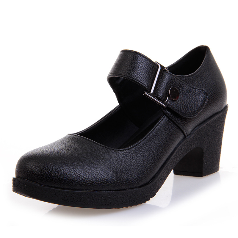 Picture of Square Dance Shoes Middle Heel Dance Shoes Women's Adult Soft Leather Soft Bottom Dance Shoes Square Dance Women's Shoes silver Shoes Four Seasons