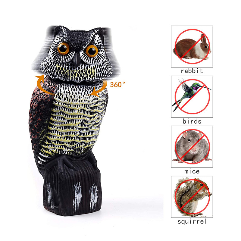 Picture of Cross-border simulation owl ornaments decoration can shake his head garden rodent blow molding crafts scare bird props Amazon