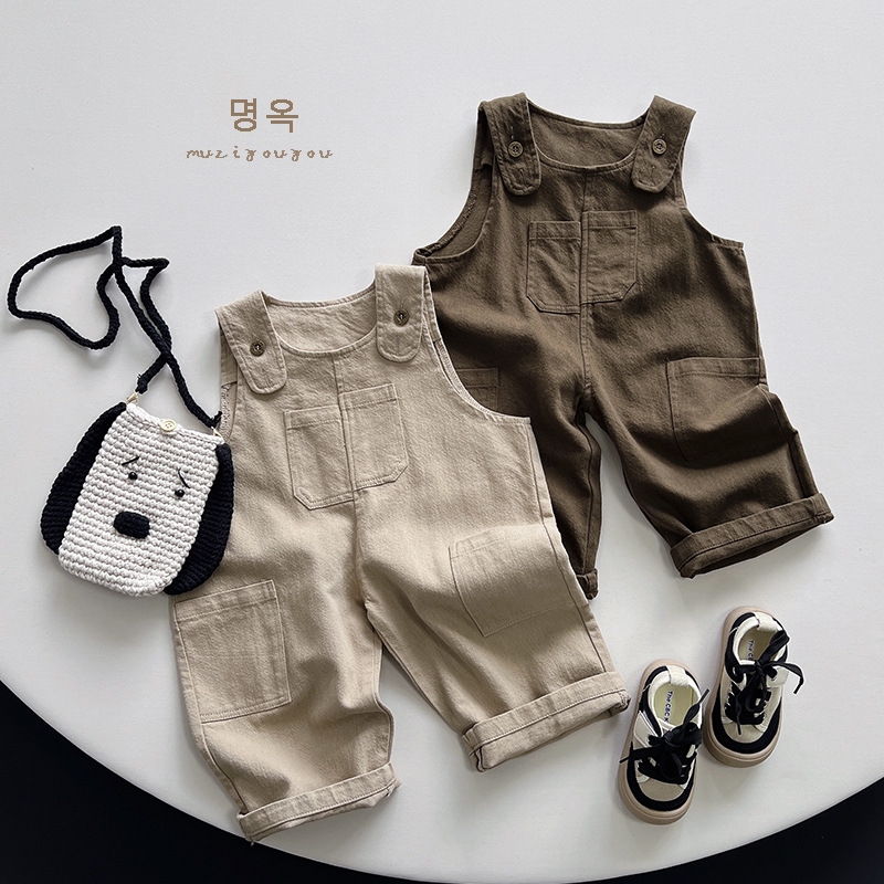 Moe Bao bi into boys' suspenders autumn new children's Japanese casual all-match pants girls Korean fashion children's clothing