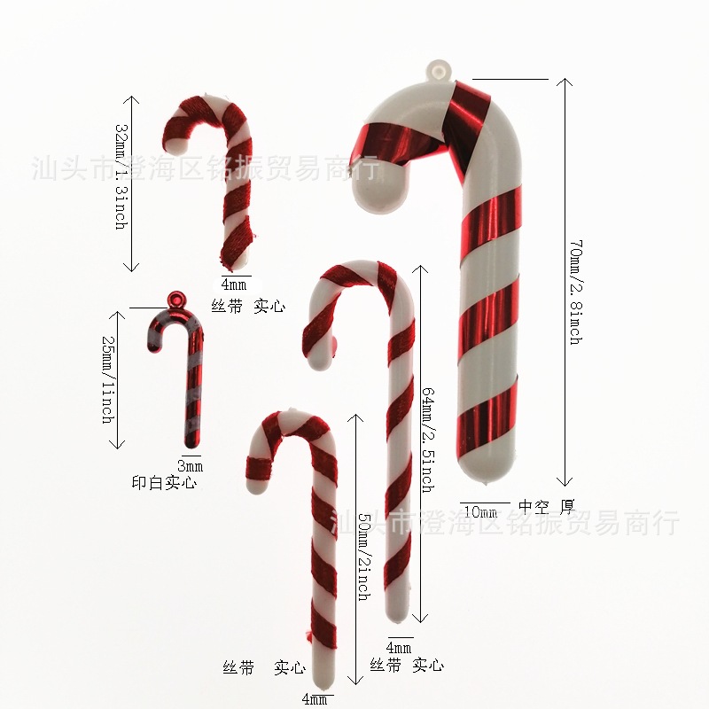 Blow molding small crutch Santa Claus crutch hollow blow bottle pendant decoration 2-9 inches