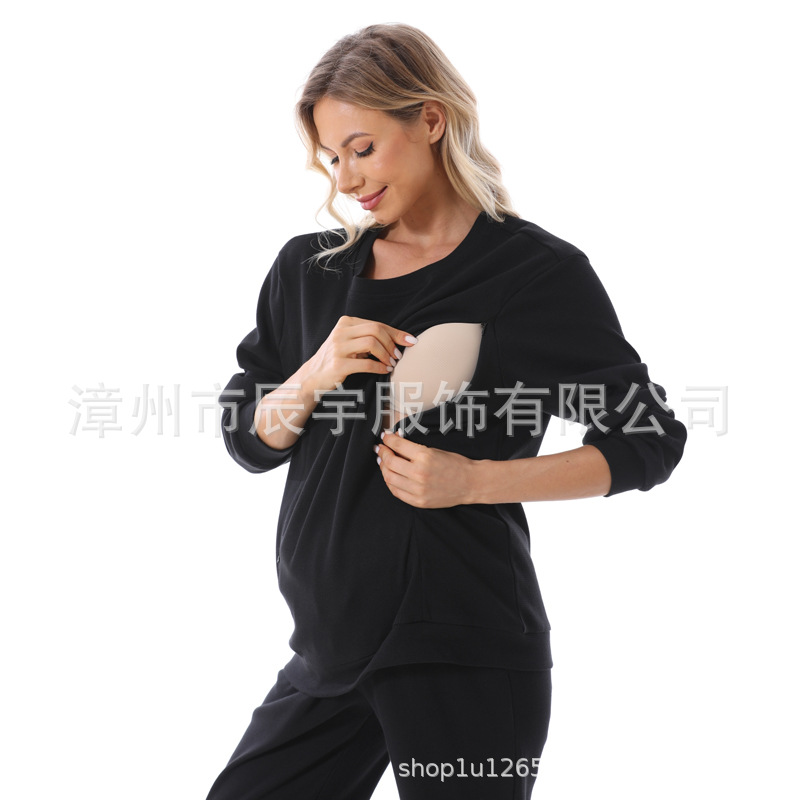 Picture of Pregnant Women's suit Fashion 2025 European and American Two-piece New Loose Out Spring and Autumn Pregnant Women's Breastfeeding Dress Home Simple