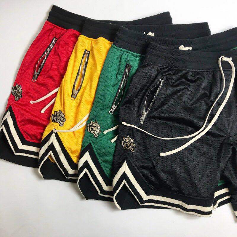 Cross-border Hot-selling Muscle Fitness Running Shorts Men's Mesh Solid Color Quick-drying Breathable Casual Sports Basketball Shorts