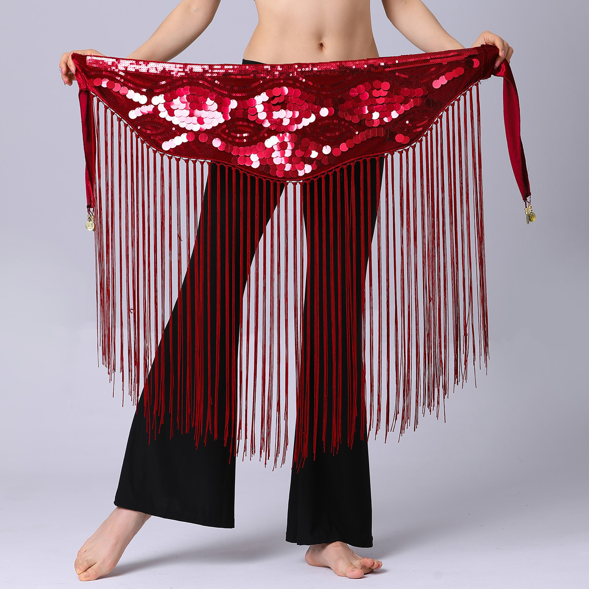 Picture of Sequin long tassel waist chain, belly dance waist chain, belly dance waist ornaments, dynamic belly dance waist chain Y1025