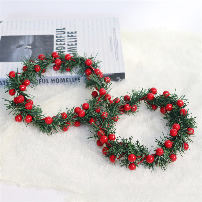2024 New Amazon Christmas decoration red fruit PVC grass strip pine needle Garland simple European and American Christmas garland