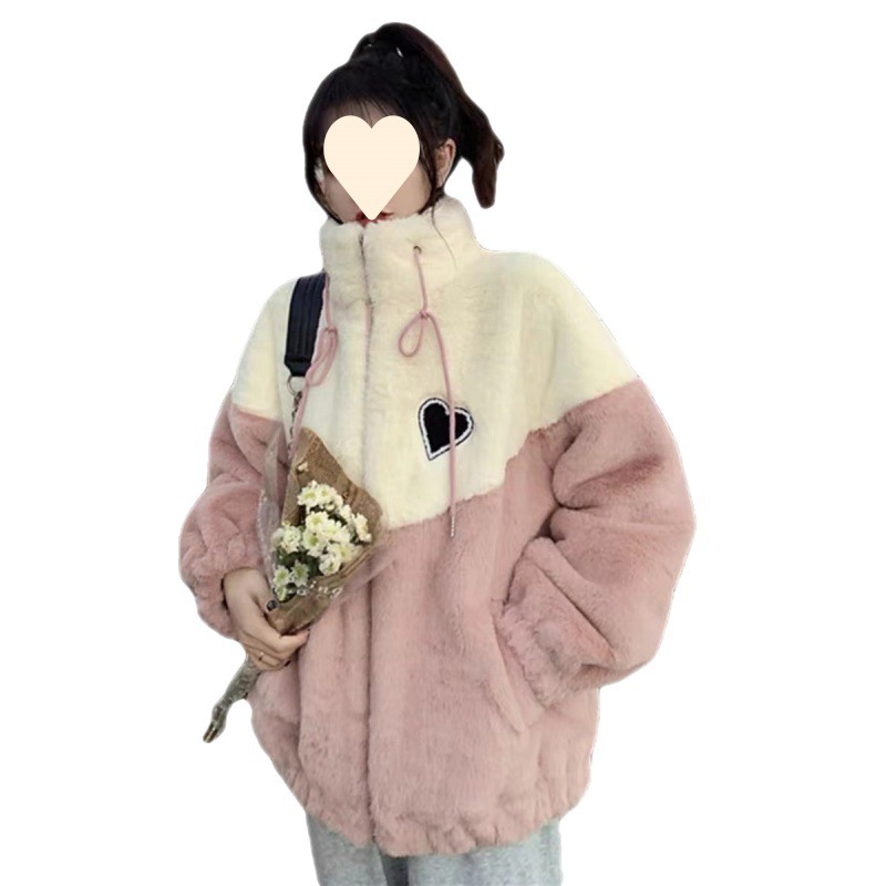 Picture of fleece-lined thickened sweater girl 2025 autumn and winter junior high school Senior high school students cotton-padded coat cotton-padded jacket coat