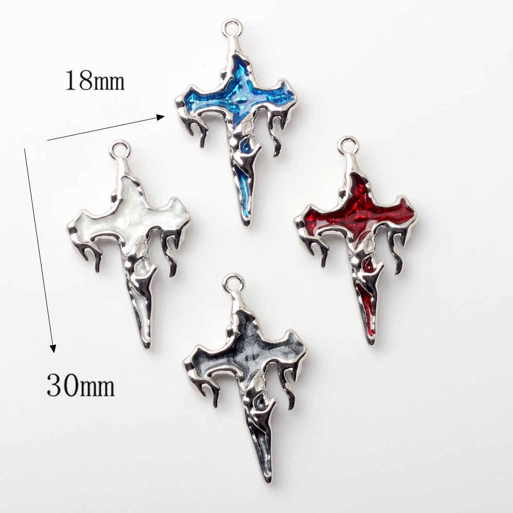 Picture of Alloy Color Oil Dropping Cross Pendant Pendant DIY Handmade Necklace Earrings Bracelet Jewelry Accessories