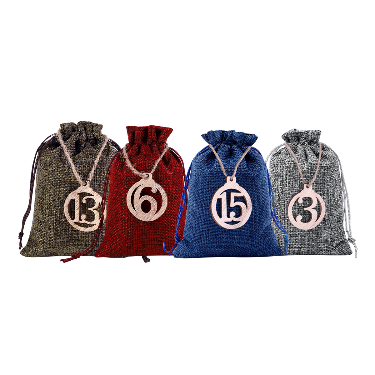 Picture of Christmas burlap bag set drawstring candy gift packaging bag set countdown advent calendar gift bag wholesale