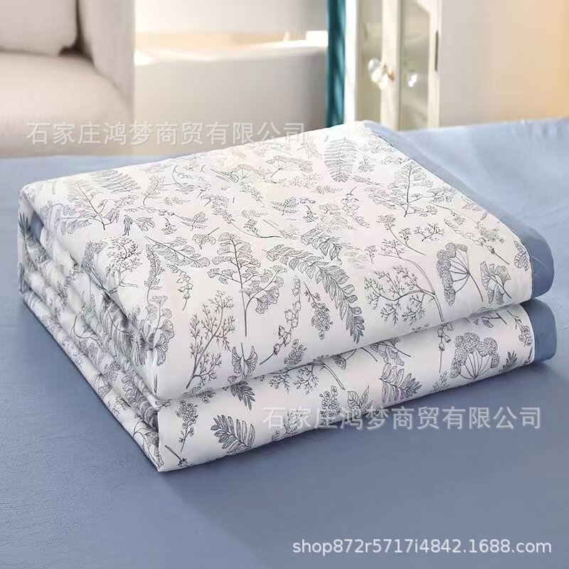 Summer Cool Quilt Washed Cotton Wholesale Double Yarn Air-conditioning Quilt Printed Single Summer Cool Quilt Household Summer Double Quilt Wholesale