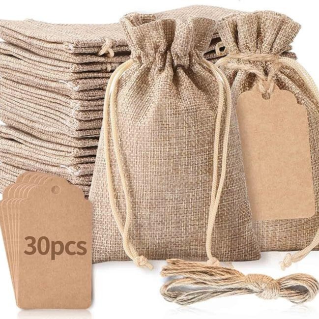 Factory wholesale linen drawstring small cloth bag Dragon Boat Festival packaging linen bag text play small linen jewelry bag