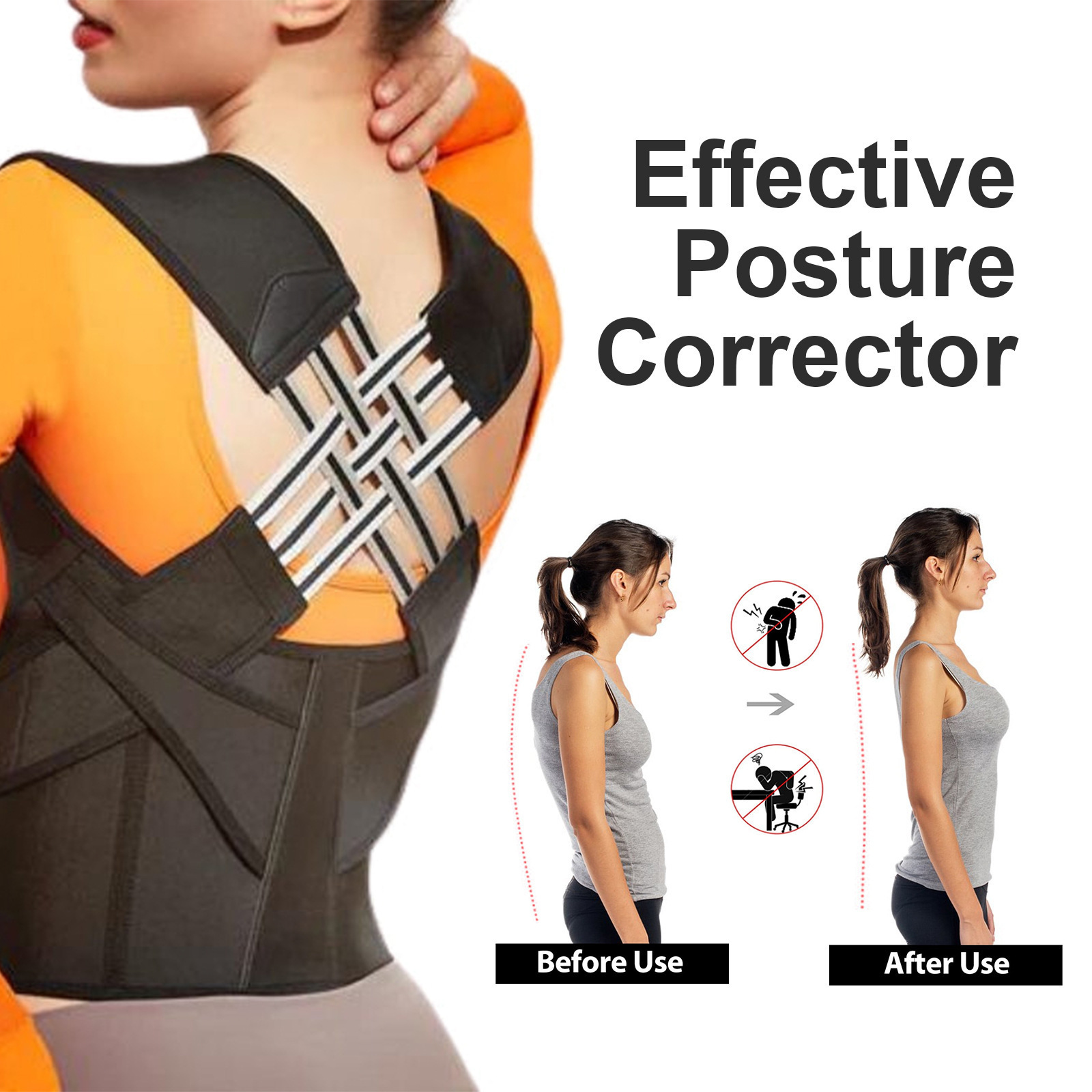 Cross-border Adult Male and Female Adult Strap Open Shoulder Anti-humpback Strap Back Strap Waist Protection Shake Tone Explosions