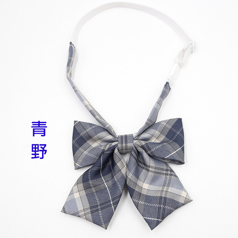 Picture of Hot-selling College Style Oka Pear Field Soot Black Bow Plaid Flat Horn JK Collar Bow Tie Shirt Accessories