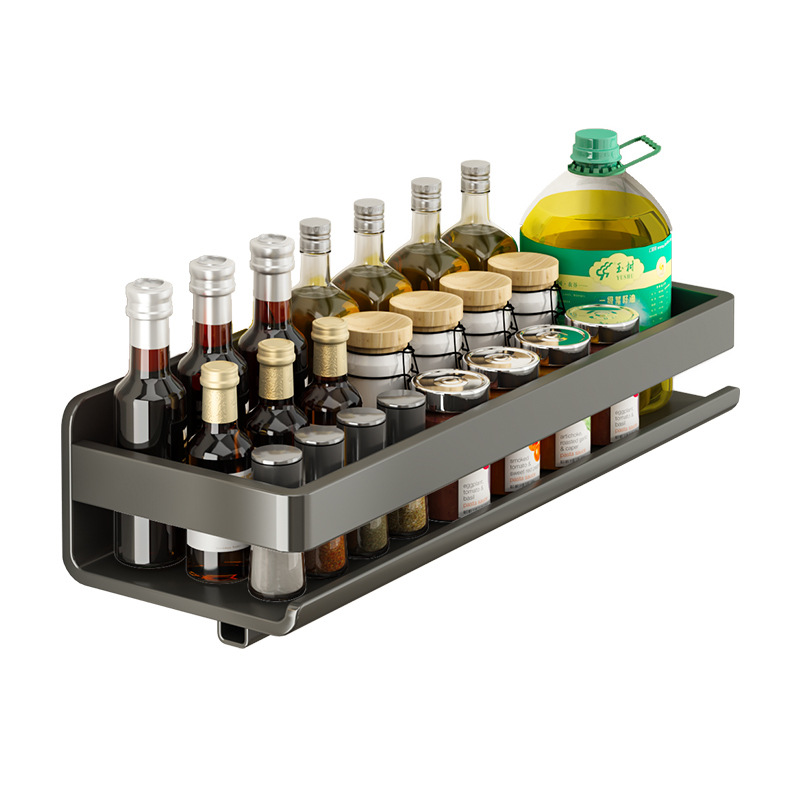 Picture of Kitchen Storage Rack Seasoning Rack Non-Punch Wall-Mounted Seasoning Jar Wall Stainless Steel Storage Rack
