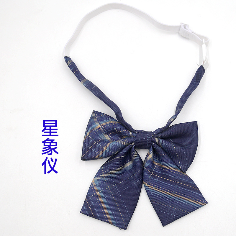 Picture of Hot-selling College Style Oka Pear Field Soot Black Bow Plaid Flat Horn JK Collar Bow Tie Shirt Accessories