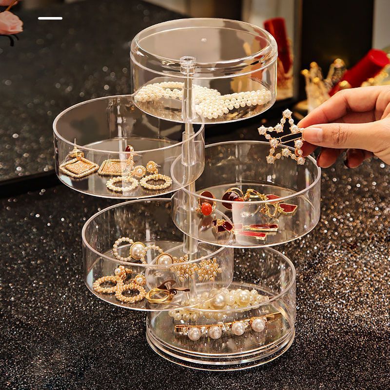 Jewelry Storage Box Large Capacity High-End Large Multi-Layer Transparent Plastic Jewelry Box Double-Layer Storage Rack