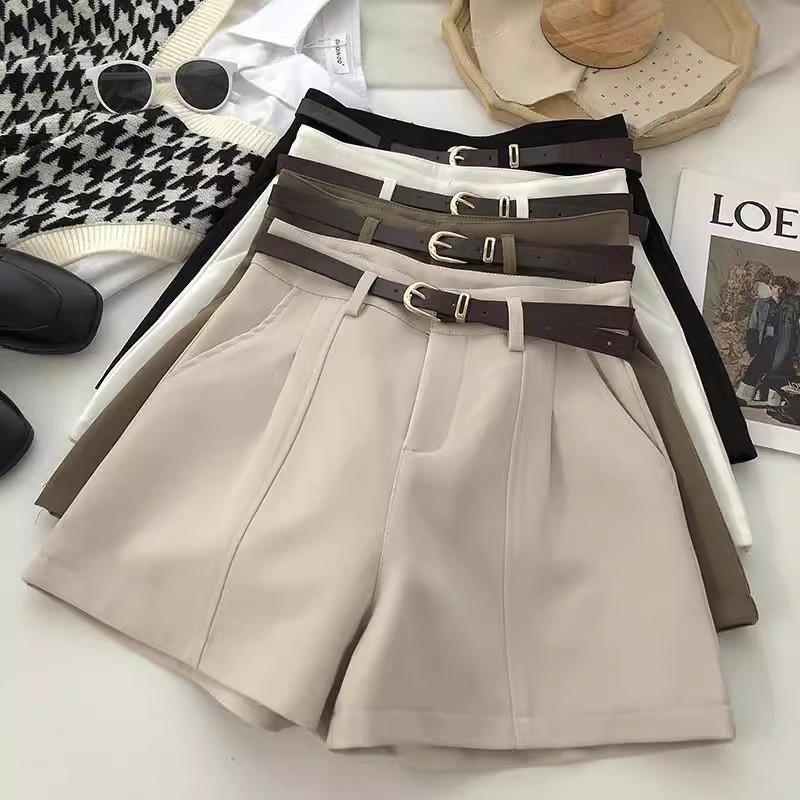 High Waist White Shorts Women's Spring and Summer 2025 New Suit Wide Leg Pants Loose All-match Outer Wear Fashion Casual Pants