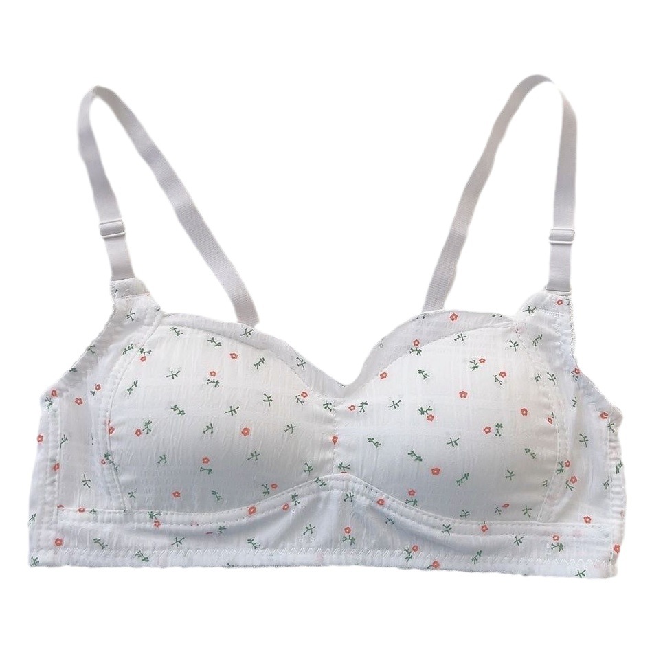 Summer small floral vest underwear female Fresh Student girl bra thin wireless small chest push up comfortable breathable