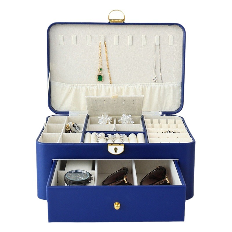 Qingyu packaging in stock wholesale PU leather rounded double-layer high-grade jewelry box jewelry storage box sales display box