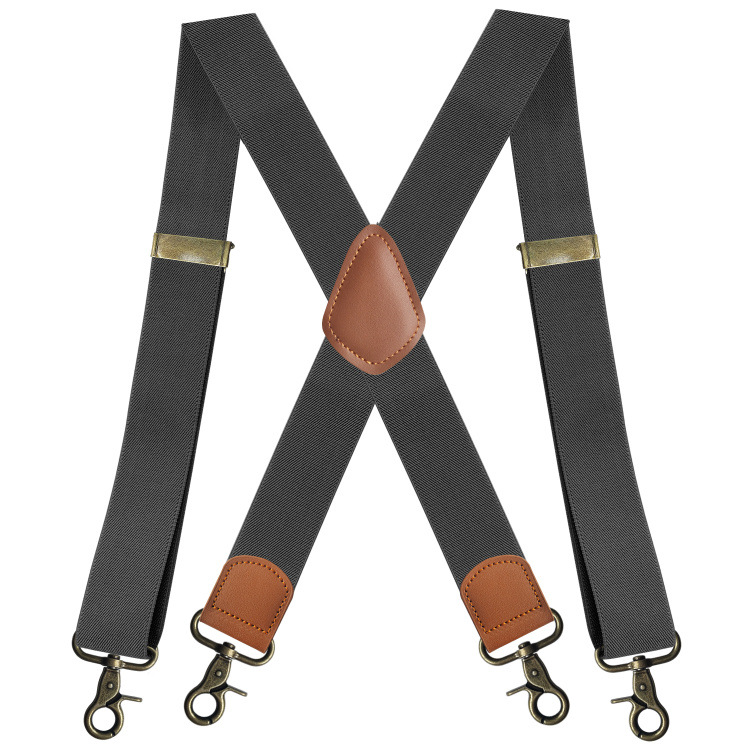Picture of Manufacturers supply adult men's 4-clip elastic elastic strap X-shaped trousers suspenders with bronze hook buckle strap clip